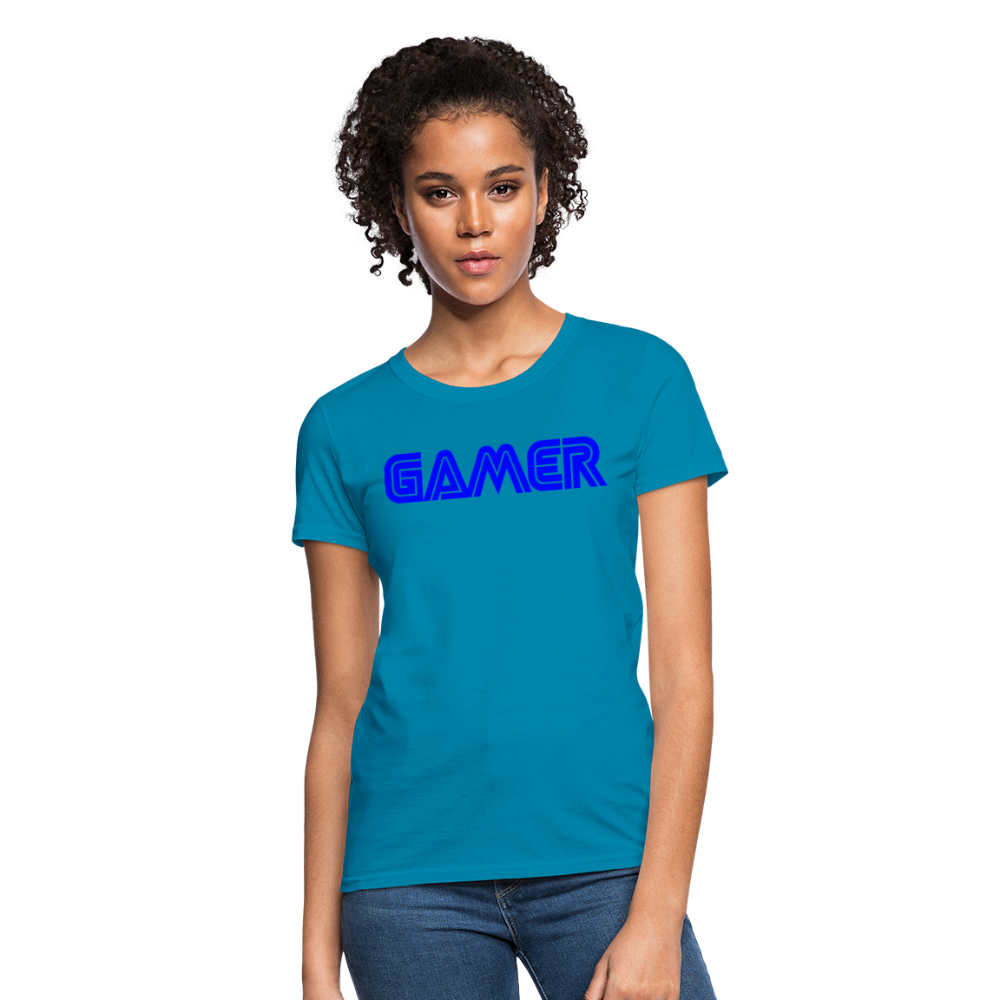 Gamer Word Text Art Women's T-Shirt - turquoise