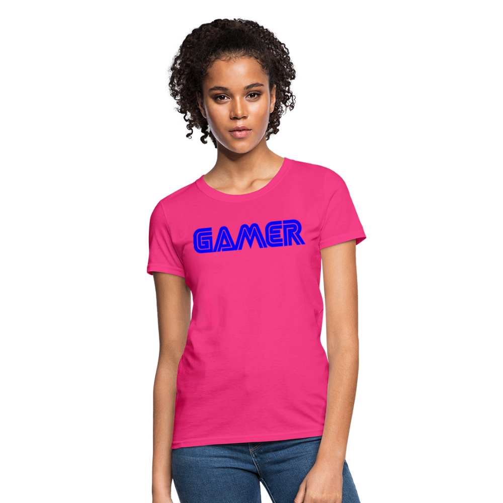 Gamer Word Text Art Women's T-Shirt - fuchsia