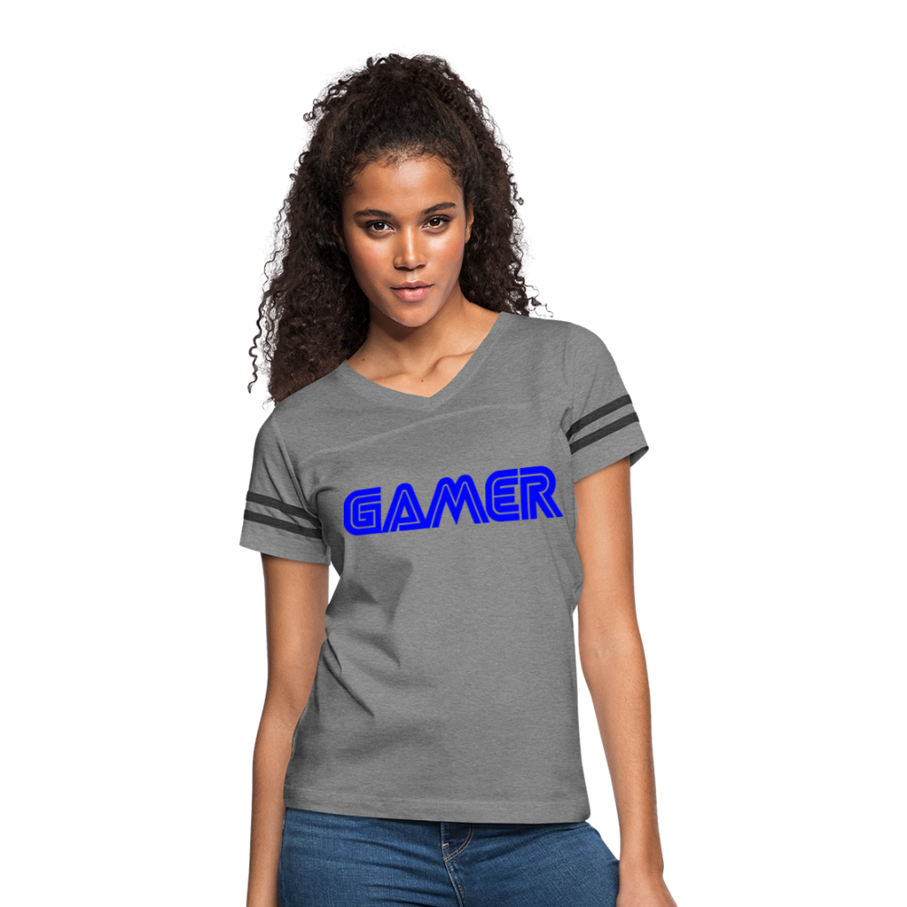 Gamer Word Text Art Women’s Vintage Sport T-Shirt - heather gray/charcoal