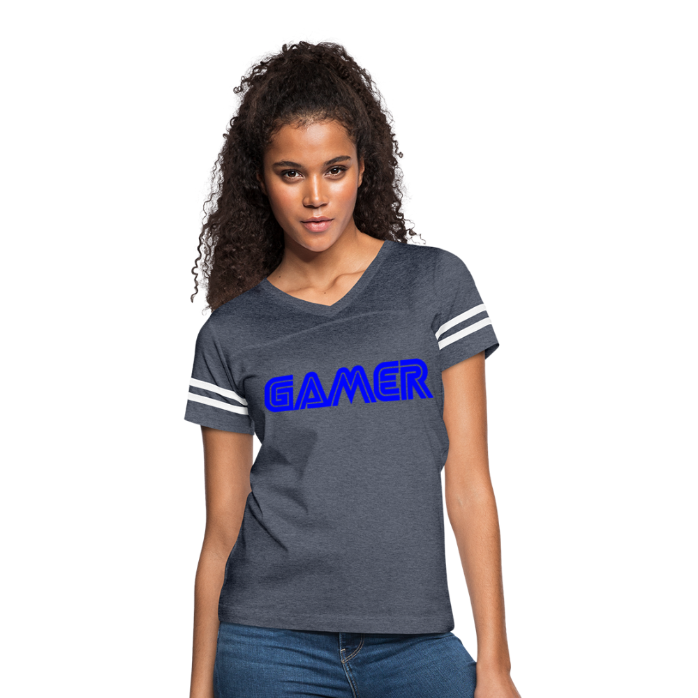 Gamer Word Text Art Women’s Vintage Sport T-Shirt - vintage navy/white