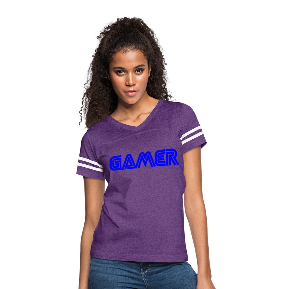 Gamer Word Text Art Women’s Vintage Sport T-Shirt - vintage purple/white