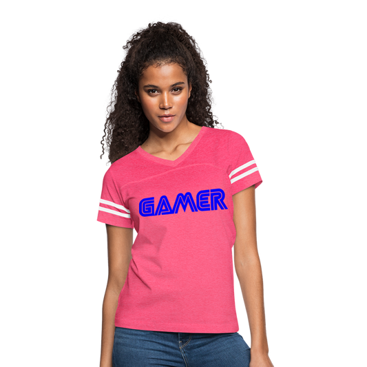 Gamer Word Text Art Women’s Vintage Sport T-Shirt - vintage pink/white