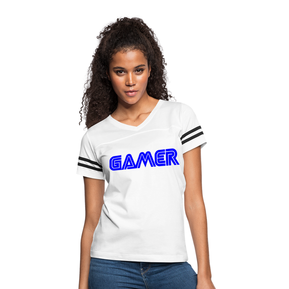 Gamer Word Text Art Women’s Vintage Sport T-Shirt - white/black