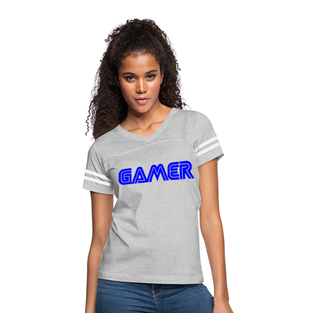 Gamer Word Text Art Women’s Vintage Sport T-Shirt - heather gray/white