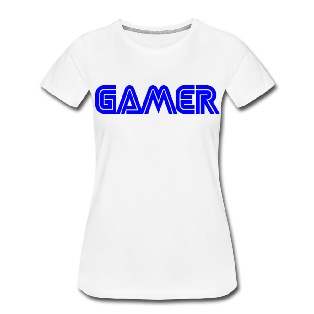 Gamer Word Text Art Women’s Premium Organic T-Shirt - white