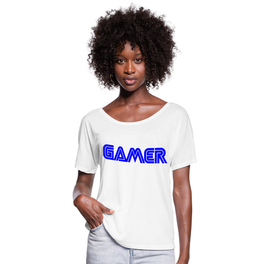 Gamer Word Text Art Women’s Flowy T-Shirt - white
