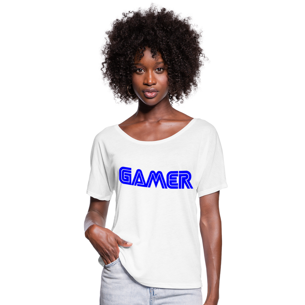 Gamer Word Text Art Women’s Flowy T-Shirt - white