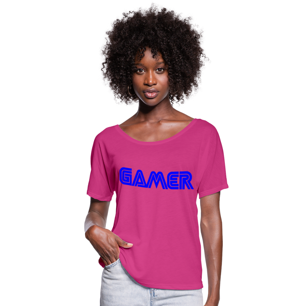 Gamer Word Text Art Women’s Flowy T-Shirt - dark pink