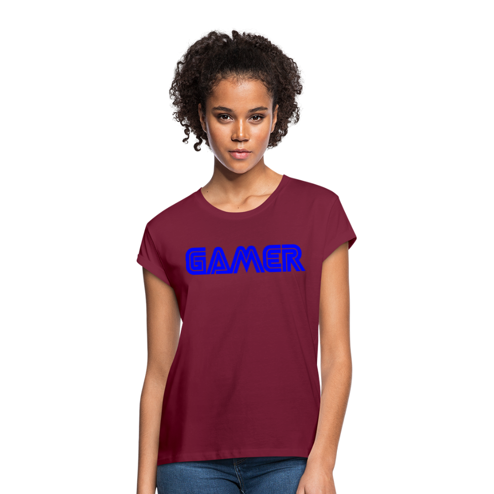 Gamer Word Text Art Women's Relaxed Fit T-Shirt - burgundy