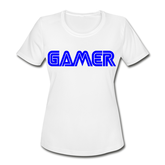 Gamer Word Text Art Women's Moisture Wicking Performance T-Shirt - white