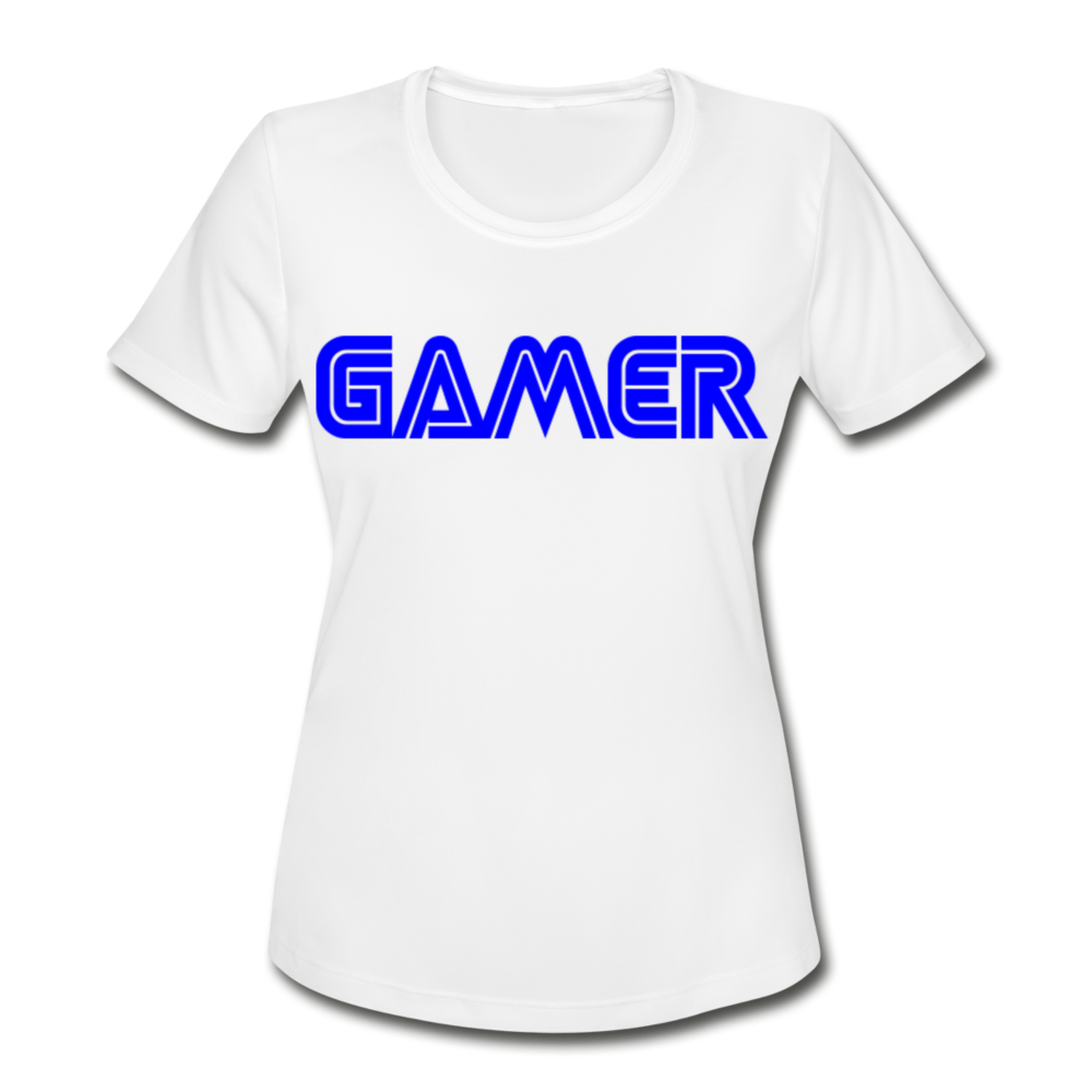 Gamer Word Text Art Women's Moisture Wicking Performance T-Shirt - white