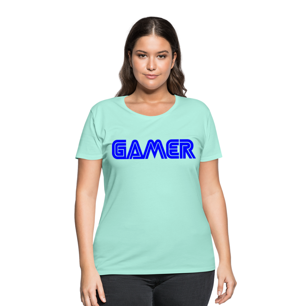 Gamer Word Text Art Women’s Curvy T-Shirt - mint