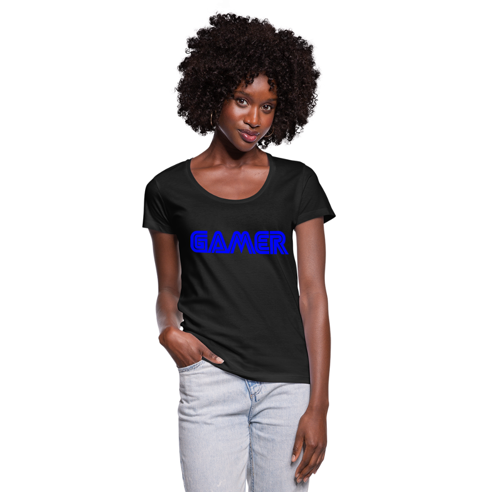 Gamer Word Text Art Women's Scoop Neck T-Shirt - black