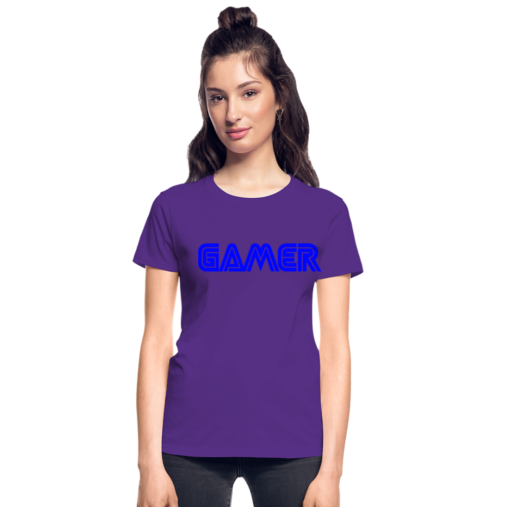 Gamer Word Text Art Gildan Ultra Cotton Ladies T-Shirt - purple