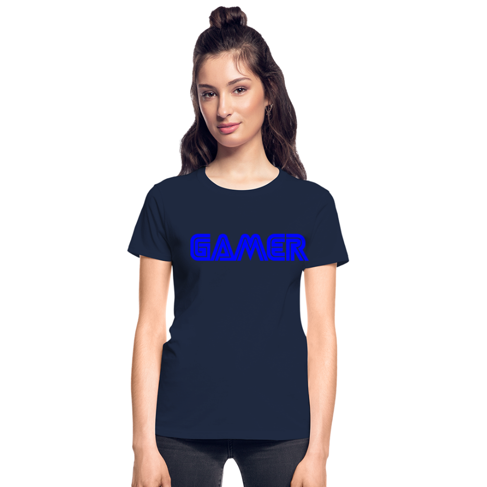 Gamer Word Text Art Gildan Ultra Cotton Ladies T-Shirt - navy