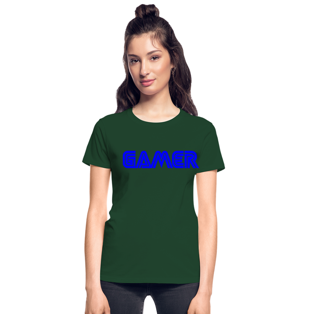 Gamer Word Text Art Gildan Ultra Cotton Ladies T-Shirt - forest green