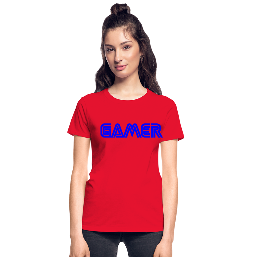 Gamer Word Text Art Gildan Ultra Cotton Ladies T-Shirt - red