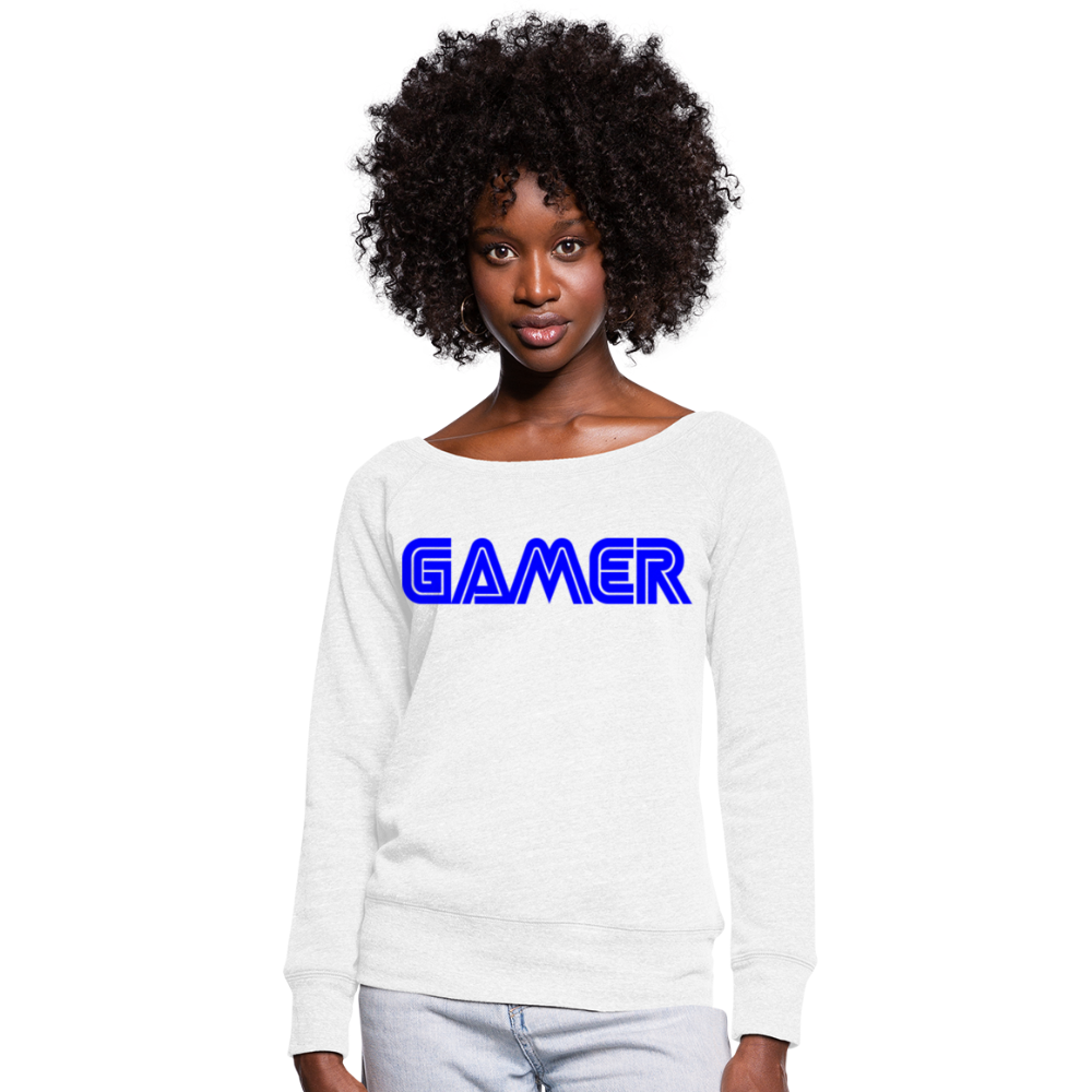 Gamer Word Text Art Women's Wideneck Sweatshirt - white