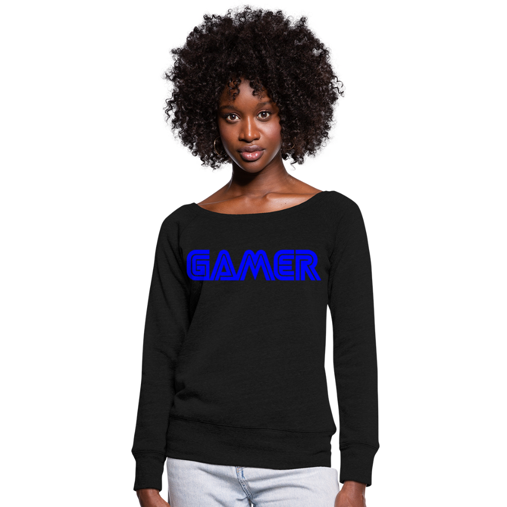 Gamer Word Text Art Women's Wideneck Sweatshirt - black