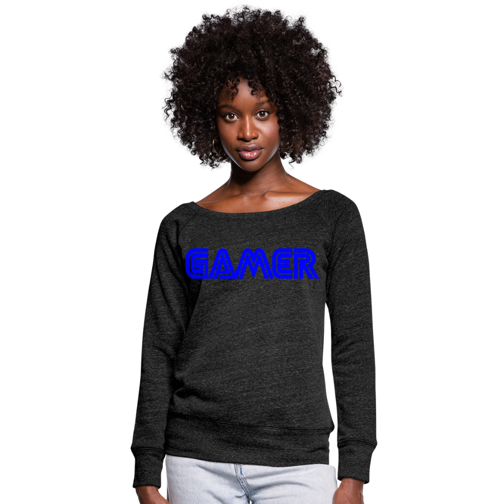 Gamer Word Text Art Women's Wideneck Sweatshirt - heather black