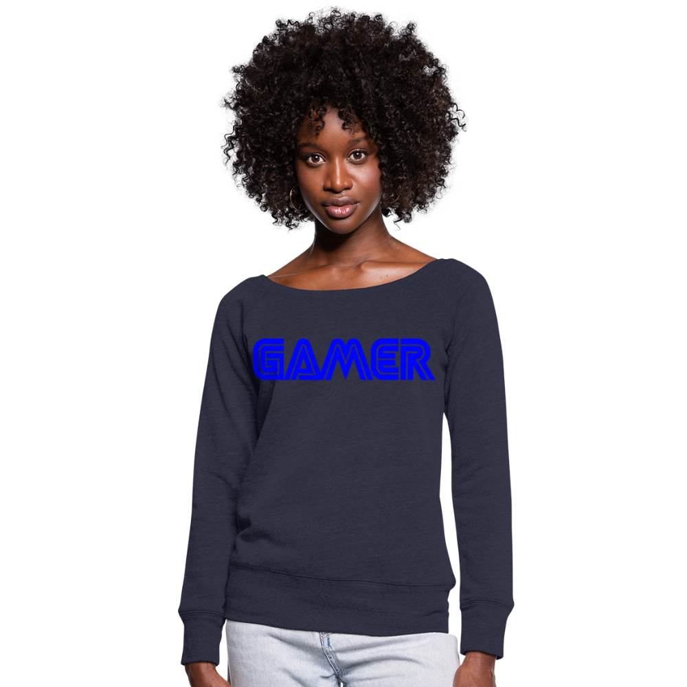 Gamer Word Text Art Women's Wideneck Sweatshirt - melange navy