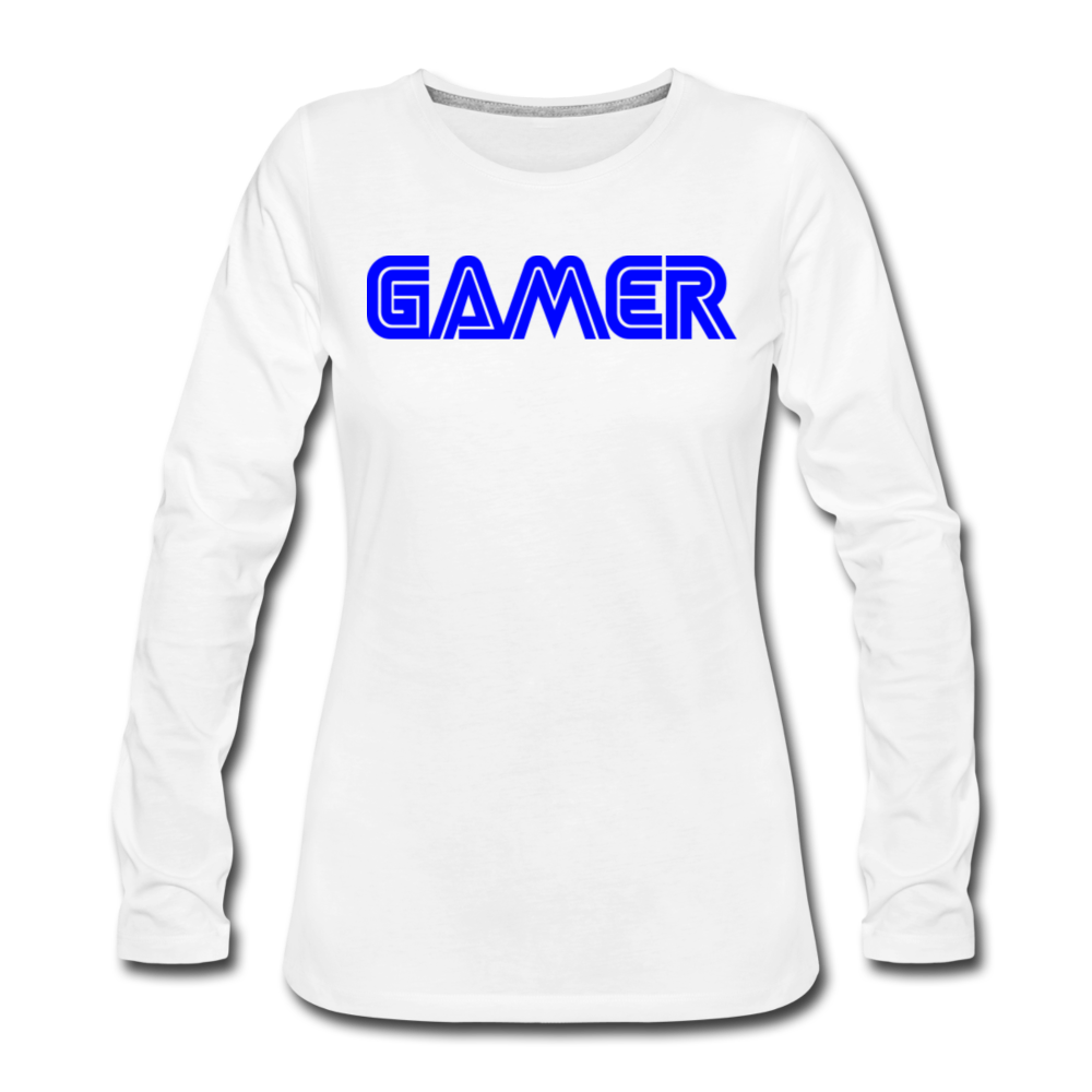 Gamer Word Text Art Women's Premium Long Sleeve T-Shirt - white