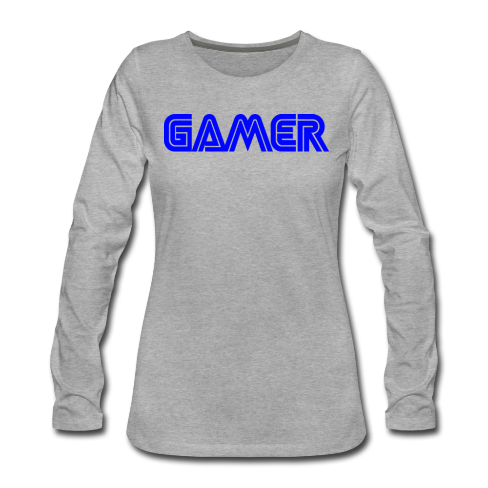 Gamer Word Text Art Women's Premium Long Sleeve T-Shirt - heather gray