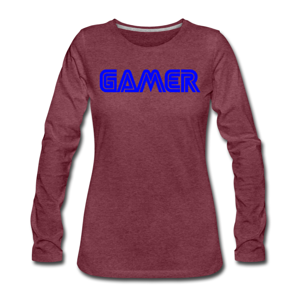 Gamer Word Text Art Women's Premium Long Sleeve T-Shirt - heather burgundy