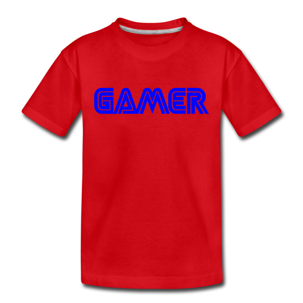 Gamer Word Text Art Kids' Premium T-Shirt - red