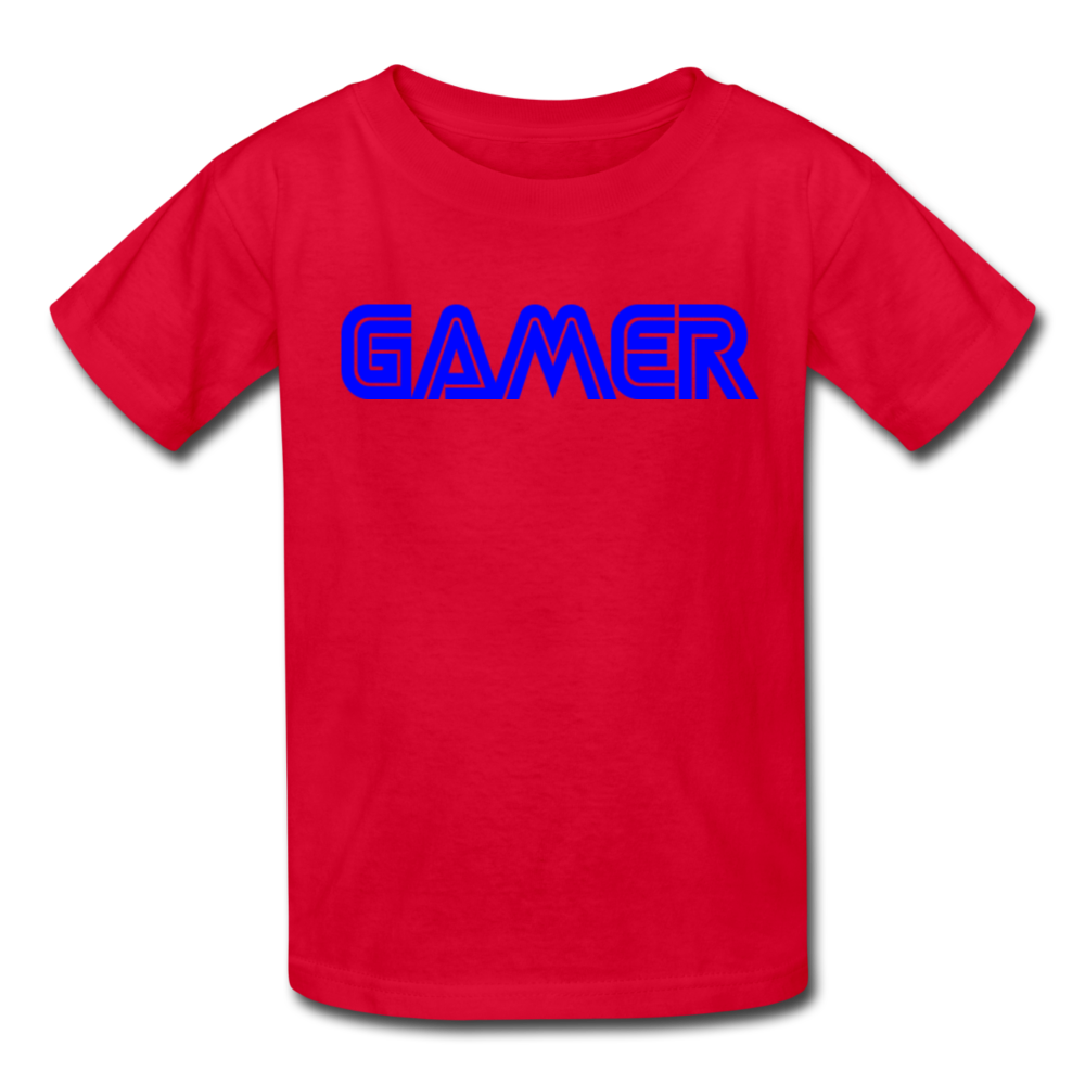 Gamer Word Text Art Kids' T-Shirt - red