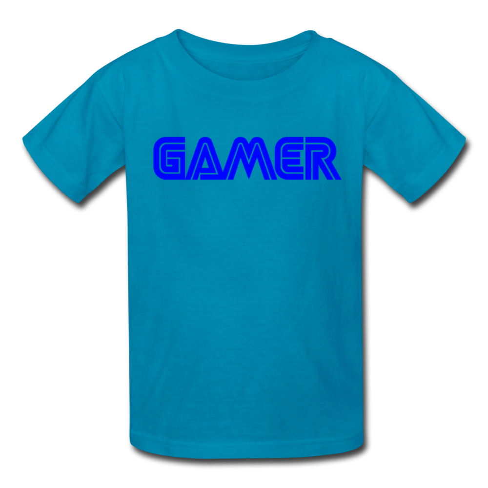 Gamer Word Text Art Kids' T-Shirt - turquoise