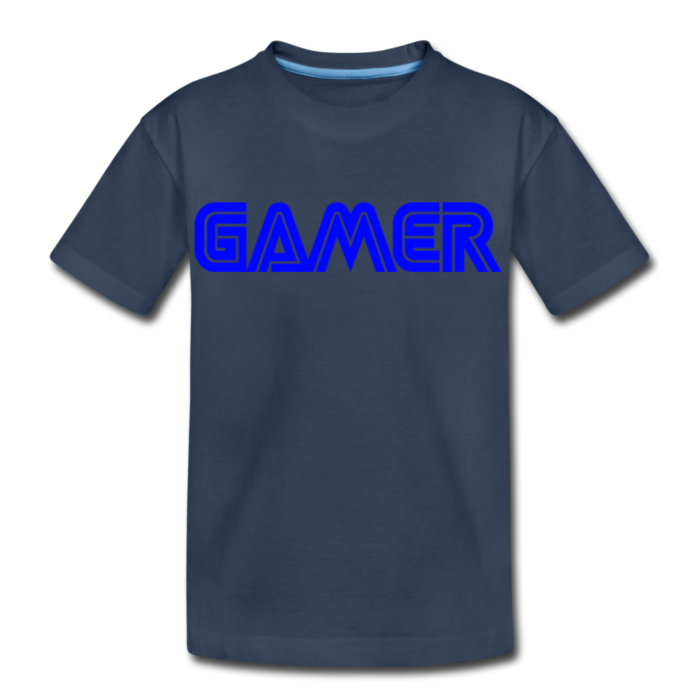 Gamer Word Text Art Kid’s Premium Organic T-Shirt - navy