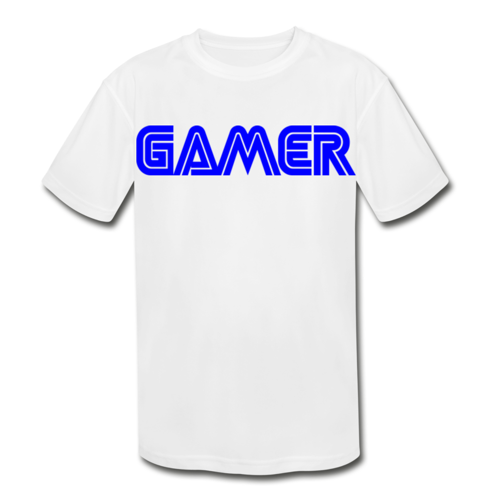 Gamer Word Text Art Kids' Moisture Wicking Performance T-Shirt - white