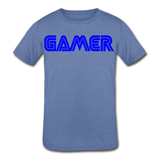 Gamer Word Text Art Kids' Tri-Blend T-Shirt - heather Blue