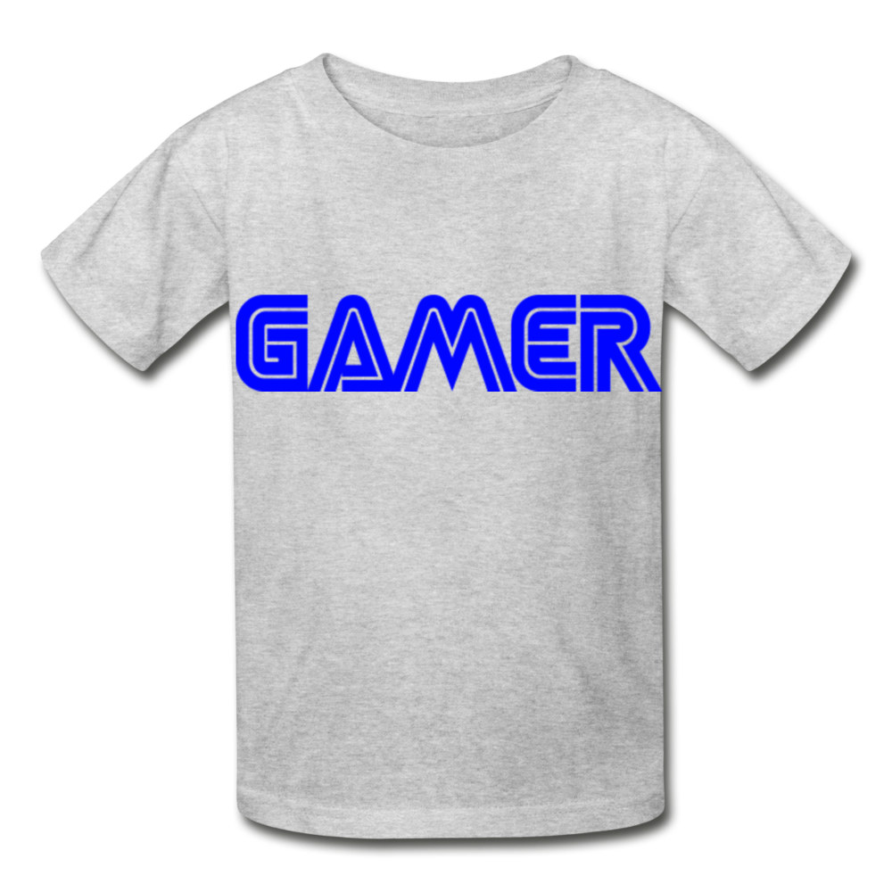 Gamer Word Text Art Hanes Youth Tagless T-Shirt - heather gray