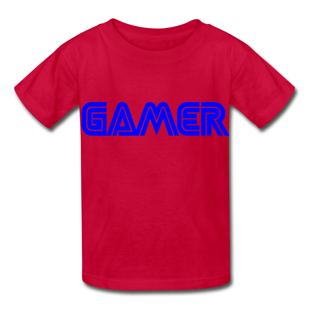 Gamer Word Text Art Hanes Youth Tagless T-Shirt - red
