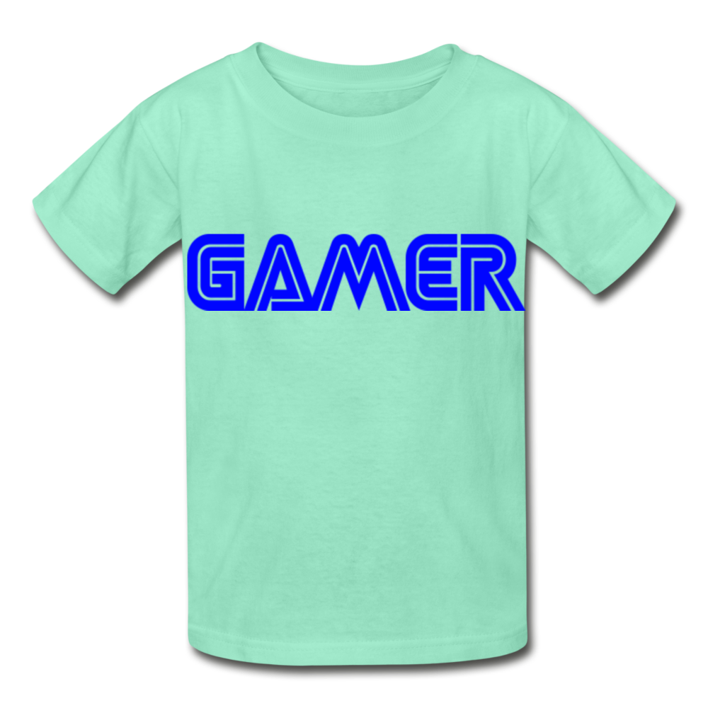 Gamer Word Text Art Hanes Youth Tagless T-Shirt - deep mint