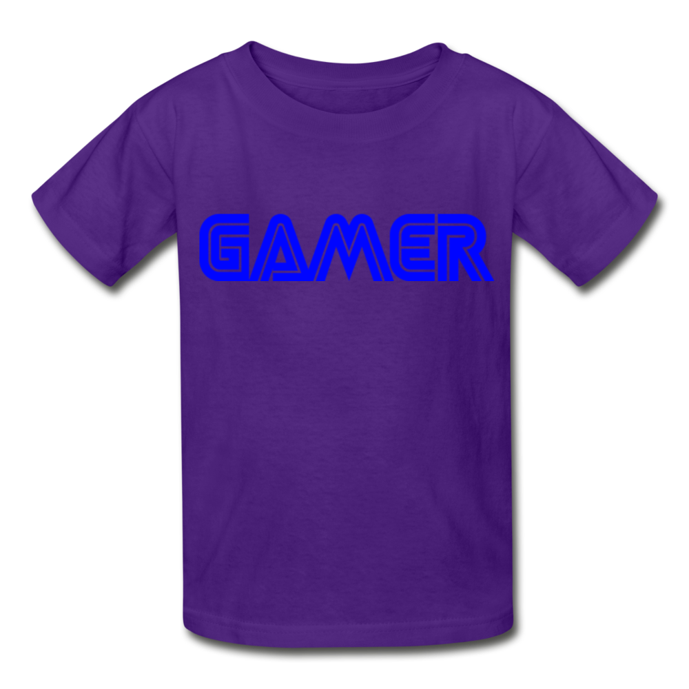 Gamer Word Text Art Gildan Ultra Cotton Youth T-Shirt - purple