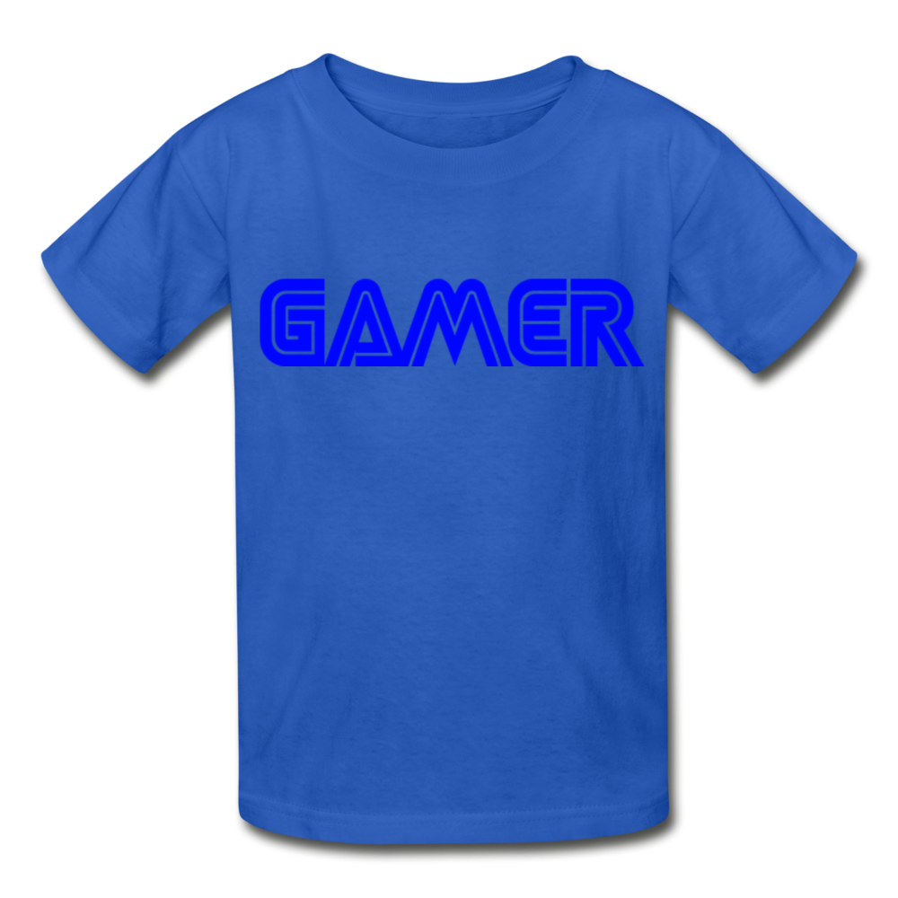 Gamer Word Text Art Gildan Ultra Cotton Youth T-Shirt - royal blue