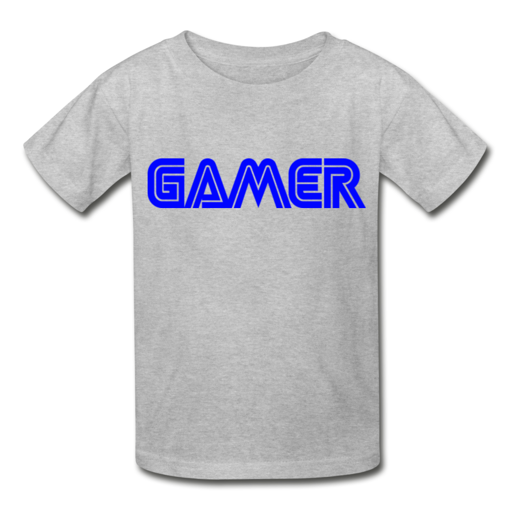Gamer Word Text Art Gildan Ultra Cotton Youth T-Shirt - heather gray