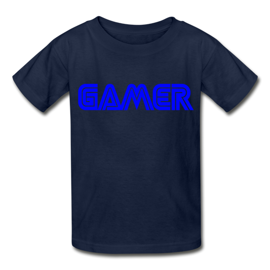 Gamer Word Text Art Gildan Ultra Cotton Youth T-Shirt - navy