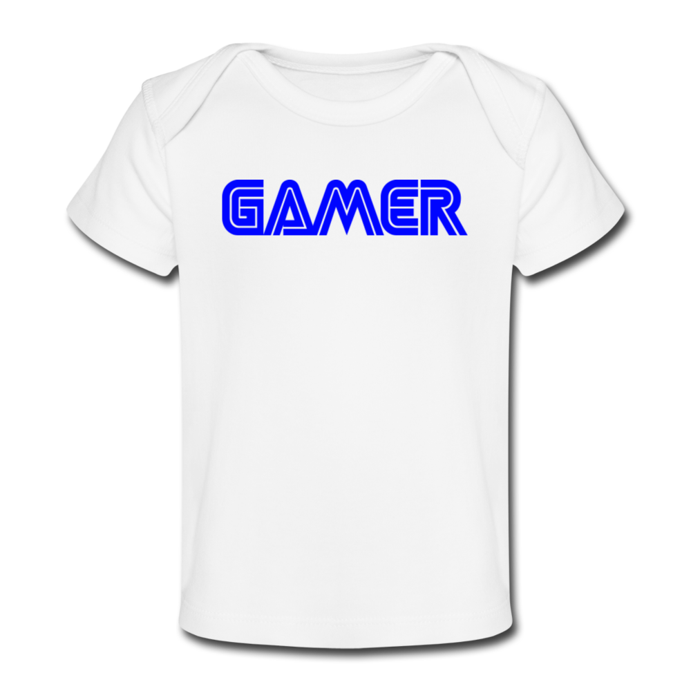 Gamer Word Text Art Organic Baby T-Shirt - white