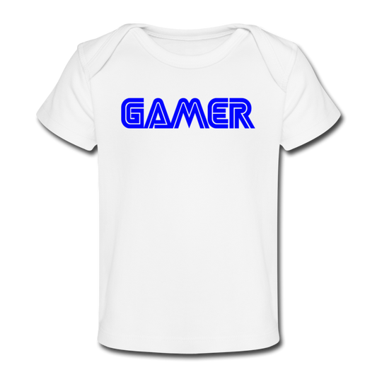 Gamer Word Text Art Organic Baby T-Shirt - white