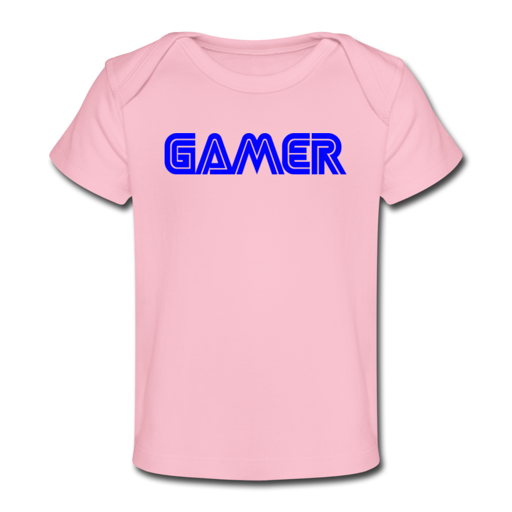 Gamer Word Text Art Organic Baby T-Shirt - light pink