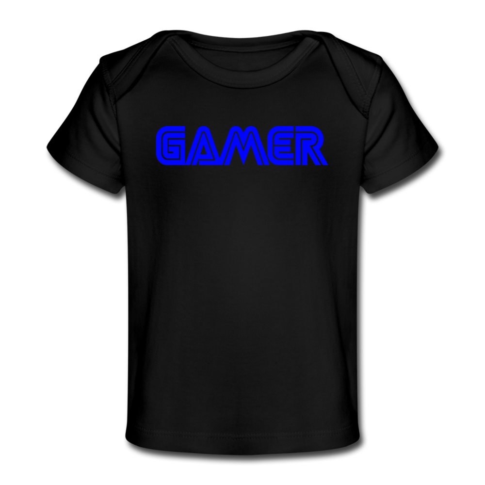 Gamer Word Text Art Organic Baby T-Shirt - black