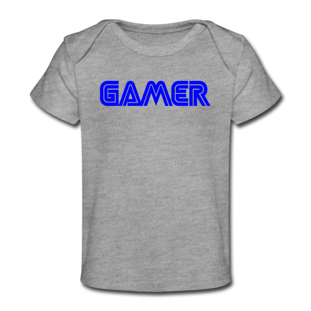 Gamer Word Text Art Organic Baby T-Shirt - heather gray