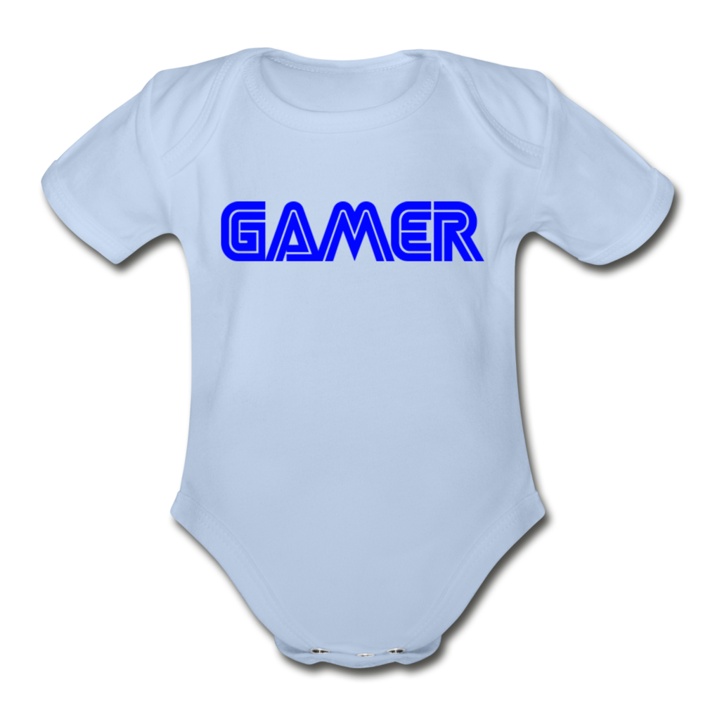 Gamer Word Text Art Organic Short Sleeve Baby Bodysuit - sky