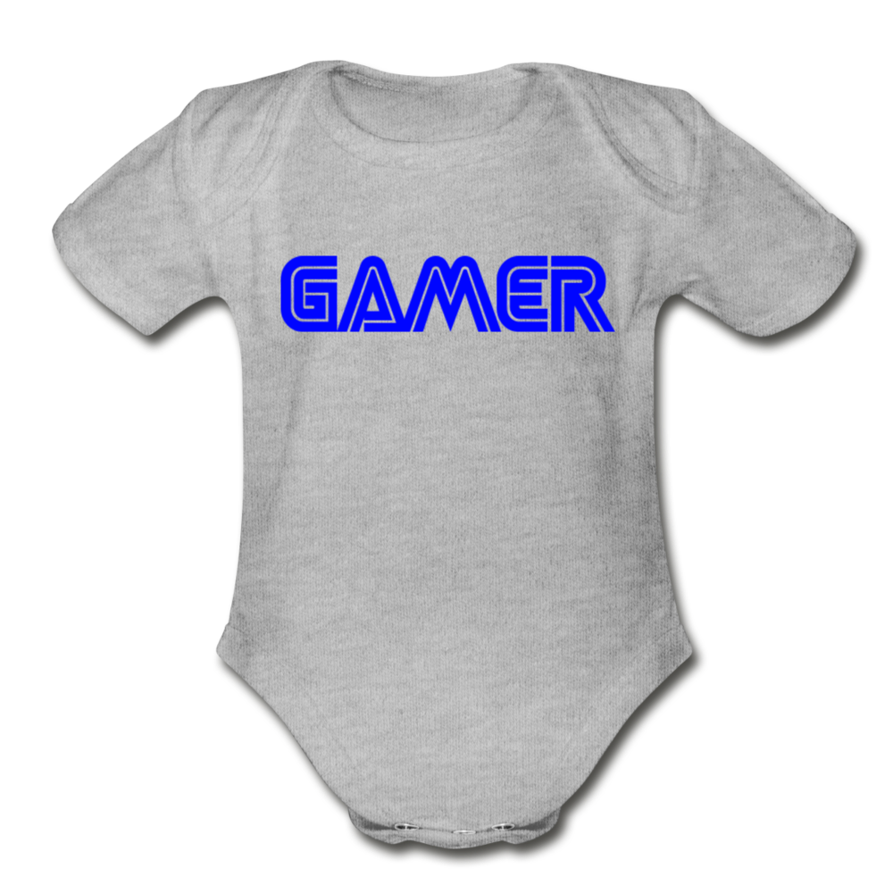Gamer Word Text Art Organic Short Sleeve Baby Bodysuit - heather gray