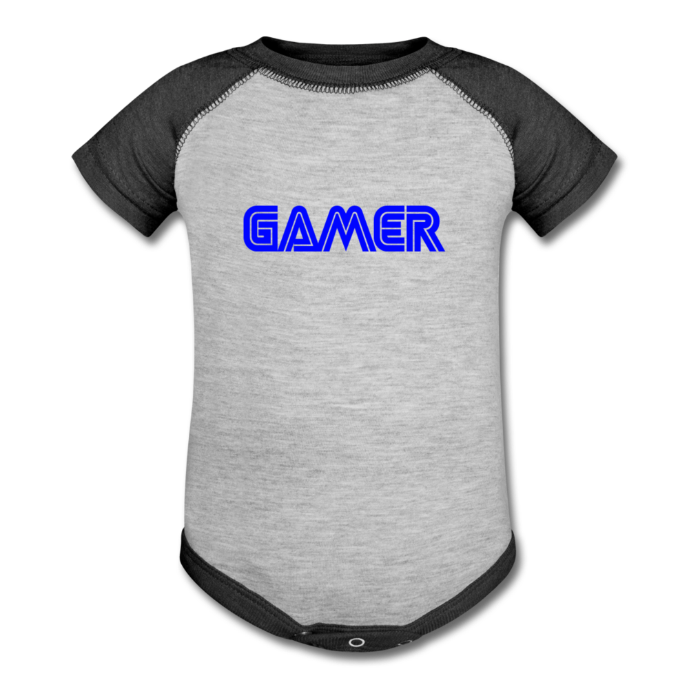 Gamer Word Text Art Baseball Baby Bodysuit - heather gray/charcoal