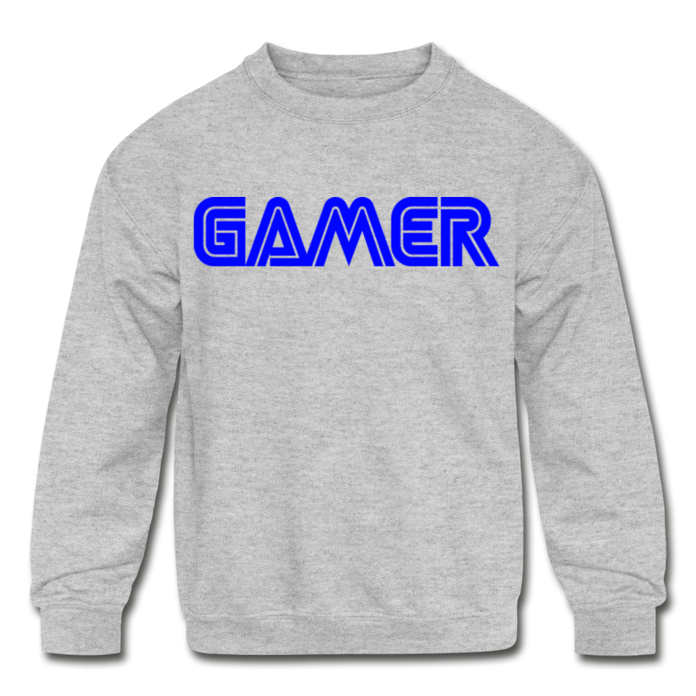 Gamer Word Text Art Kids' Crewneck Sweatshirt - heather gray